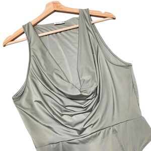 NWOT Intimately Free People Bodysuit Top Sleeveless‎ Drape Neck Olive Green S